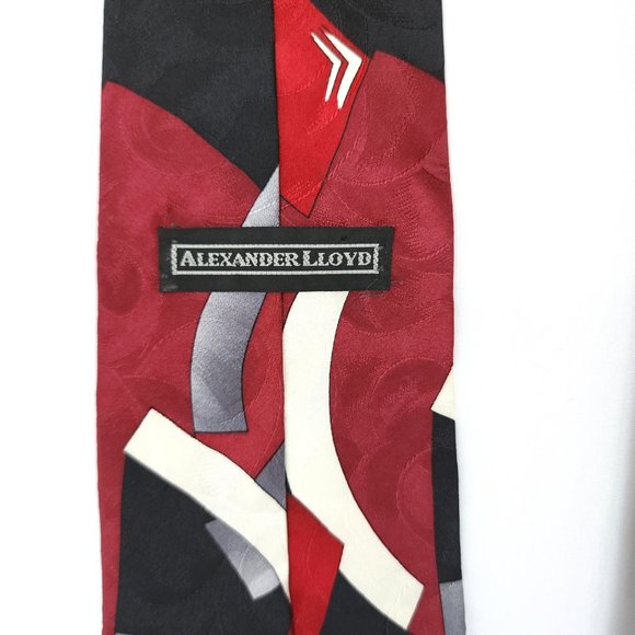 Alexander Lloyd Men's Necktie 100% Silk Multicolor Geometric Design USA 62x4 - Picture 7 of 9